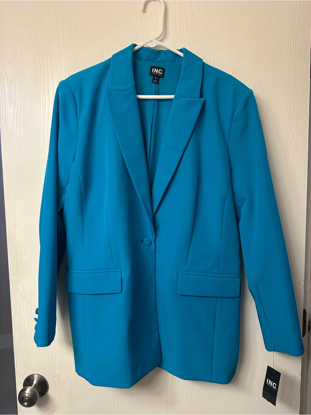 INC International Concepts Bright Turquoise Single-Button Blazer